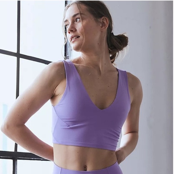 FP Movement Never Better Cropped Brami Tank Top Small Purple Vneck Lavender - Picture 1 of 1